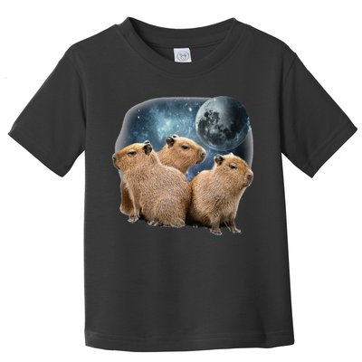 Three Capybaras And Moon Funny Capybara Humor Parody Toddler T-Shirt