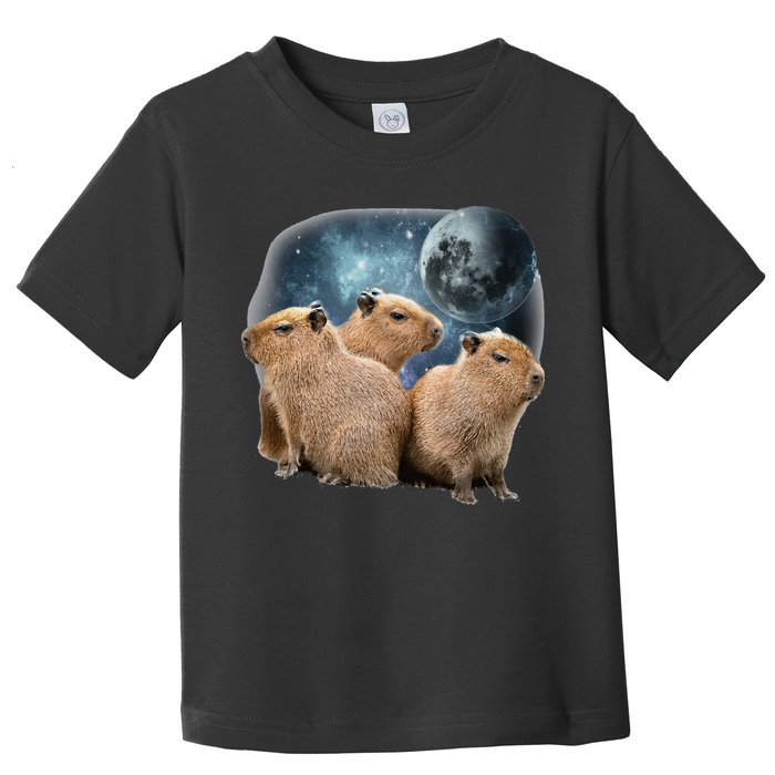 Three Capybaras And Moon Funny Capybara Humor Parody Toddler T-Shirt