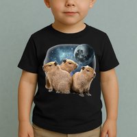 Three Capybaras And Moon Funny Capybara Humor Parody Toddler T-Shirt