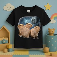 Three Capybaras And Moon Funny Capybara Humor Parody Toddler T-Shirt