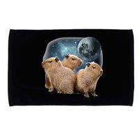 Three Capybaras And Moon Funny Capybara Humor Parody Microfiber Hand Towel