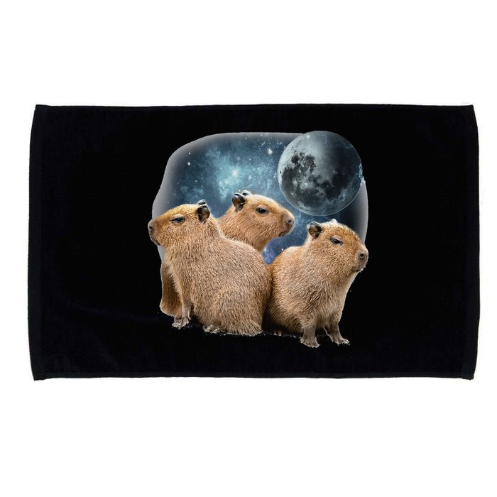 Three Capybaras And Moon Funny Capybara Humor Parody Microfiber Hand Towel