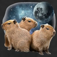 Three Capybaras And Moon Funny Capybara Humor Parody Microfiber Hand Towel
