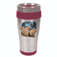 Three Capybaras And Moon Funny Capybara Humor Parody 16oz Travel Tumbler