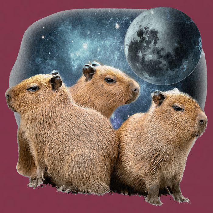 Three Capybaras And Moon Funny Capybara Humor Parody 16oz Travel Tumbler