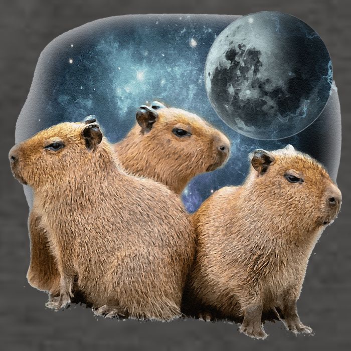 Three Capybaras And Moon Funny Capybara Humor Parody Vector Backpack