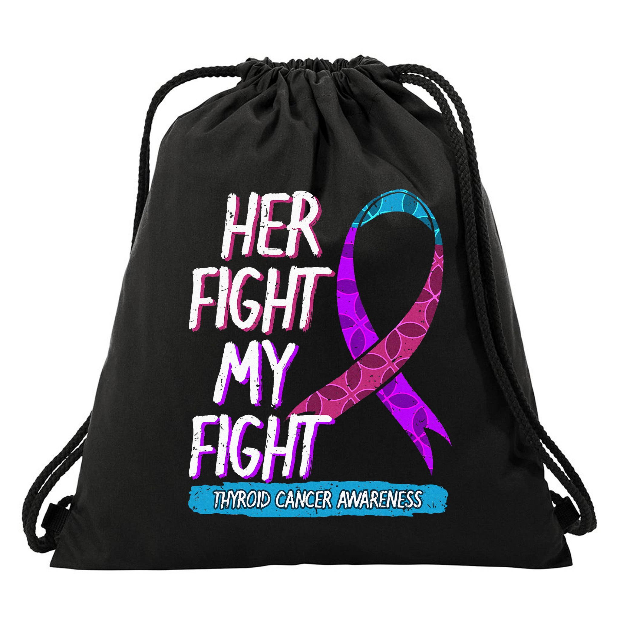 Thyroid Cancer Awareness Ribbon Endocrinologist Gift Idea Drawstring Bag