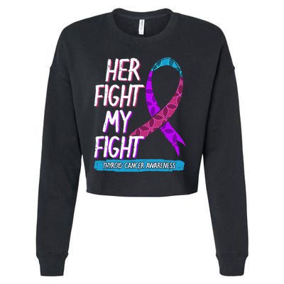Thyroid Cancer Awareness Ribbon Endocrinologist Gift Idea Cropped Pullover Crew