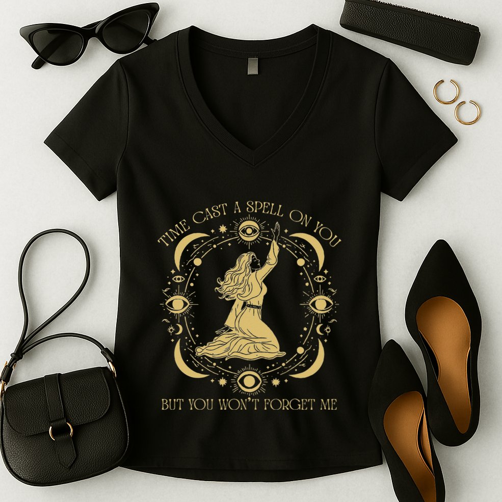 Time Cast A Spell On You Graphic But You WonT Forget Me Women's V-Neck T-Shirt