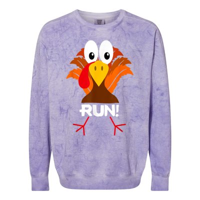 Turkey Costume Adult Running Face Turkey Trot Colorblast Crewneck Sweatshirt