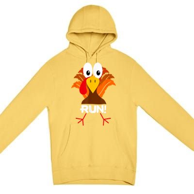 Turkey Costume Adult Running Face Turkey Trot Premium Pullover Hoodie