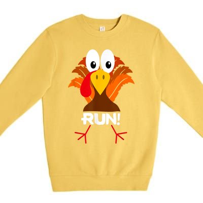 Turkey Costume Adult Running Face Turkey Trot Premium Crewneck Sweatshirt