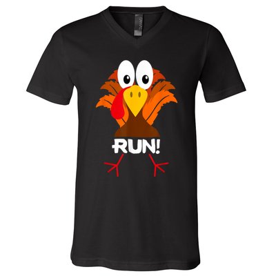 Turkey Costume Adult Running Face Turkey Trot V-Neck T-Shirt