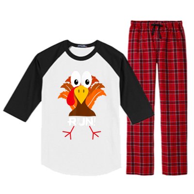 Turkey Costume Adult Running Face Turkey Trot Raglan Sleeve Pajama Set