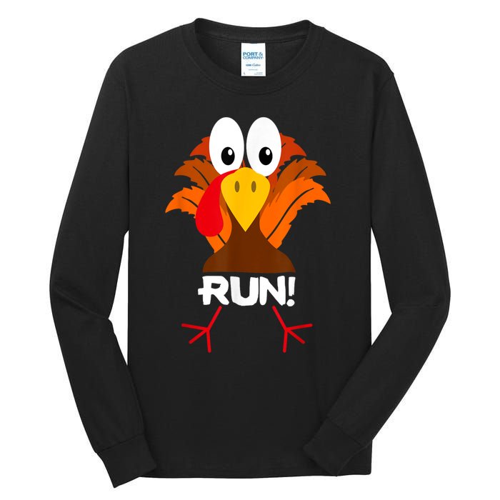 Turkey Costume Adult Running Face Turkey Trot Tall Long Sleeve T-Shirt