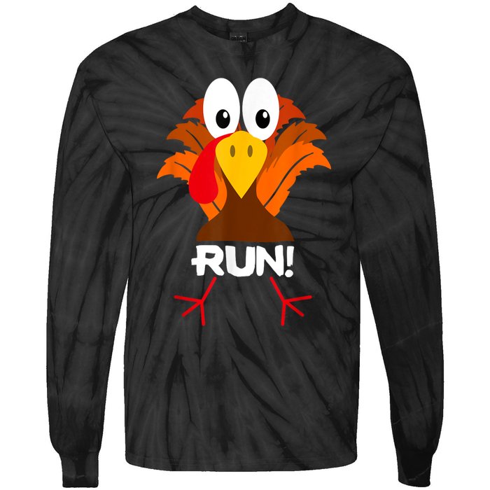 Turkey Costume Adult Running Face Turkey Trot Tie-Dye Long Sleeve Shirt