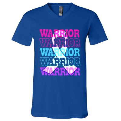 Thyroid Cancer Awareness Thyroid Cancer Warrior Gift V-Neck T-Shirt