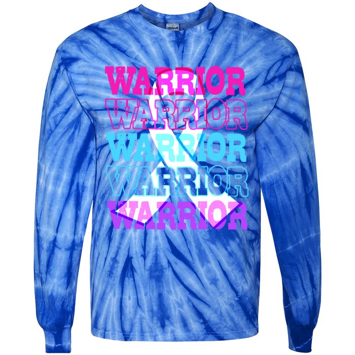 Thyroid Cancer Awareness Thyroid Cancer Warrior Gift Tie-Dye Long Sleeve Shirt