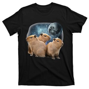 Three Capybaras And Moon Funny Capybara Humor Parody T-Shirt