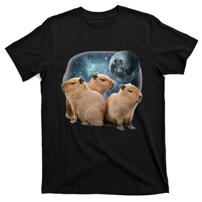 Three Capybaras And Moon Funny Capybara Humor Parody T-Shirt