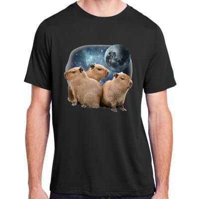 Three Capybaras And Moon Funny Capybara Humor Parody Adult ChromaSoft Performance T-Shirt