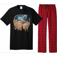 Three Capybaras And Moon Funny Capybara Humor Parody Pajama Set