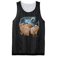 Three Capybaras And Moon Funny Capybara Humor Parody Mesh Reversible Basketball Jersey Tank