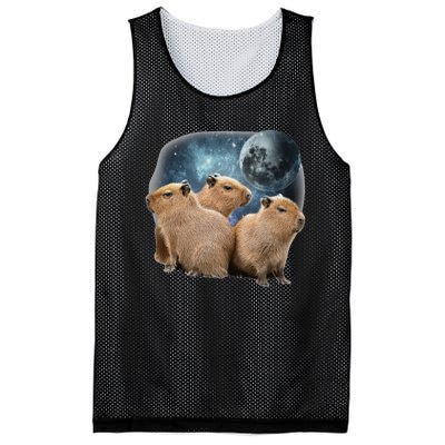 Three Capybaras And Moon Funny Capybara Humor Parody Mesh Reversible Basketball Jersey Tank