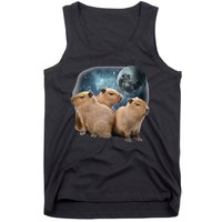 Three Capybaras And Moon Funny Capybara Humor Parody Tank Top