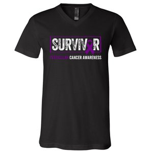 Testicular Cancer Awareness Testicular Cancer Survivor V-Neck T-Shirt