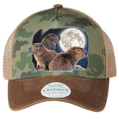 Three Capybaras And Moon Funny Capybara Humor Parody Legacy Tie Dye Trucker Hat