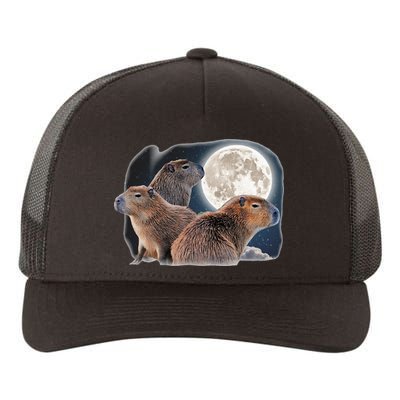 Three Capybaras And Moon Funny Capybara Humor Parody Yupoong Adult 5-Panel Trucker Hat