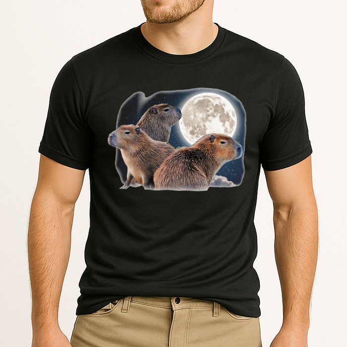 Three Capybaras And Moon Funny Capybara Humor Parody Performance Shirt