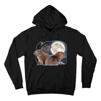 Three Capybaras And Moon Funny Capybara Humor Parody Hoodie