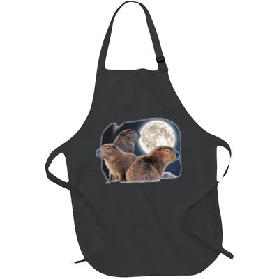 Three Capybaras And Moon Funny Capybara Humor Parody Apron