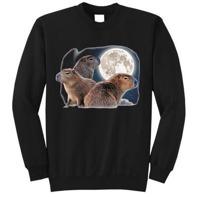 Three Capybaras And Moon Funny Capybara Humor Parody Sweatshirt
