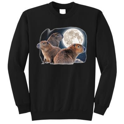 Three Capybaras And Moon Funny Capybara Humor Parody Sweatshirt