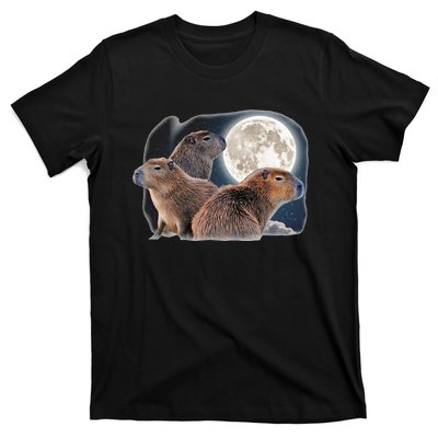 Three Capybaras And Moon Funny Capybara Humor Parody T-Shirt