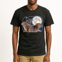 Three Capybaras And Moon Funny Capybara Humor Parody Tall T-Shirt