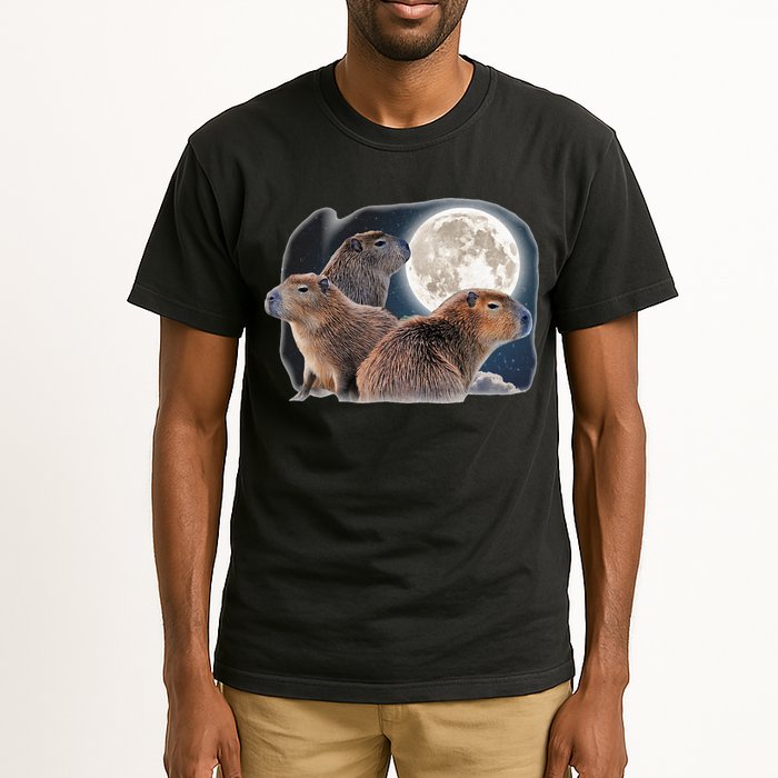 Three Capybaras And Moon Funny Capybara Humor Parody Tall T-Shirt