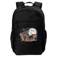 Three Capybaras And Moon Funny Capybara Humor Parody Backpack