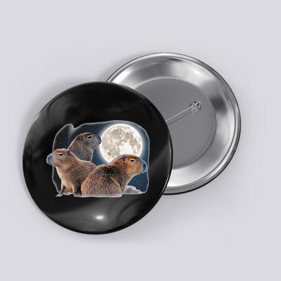 Three Capybaras And Moon Funny Capybara Humor Parody Button