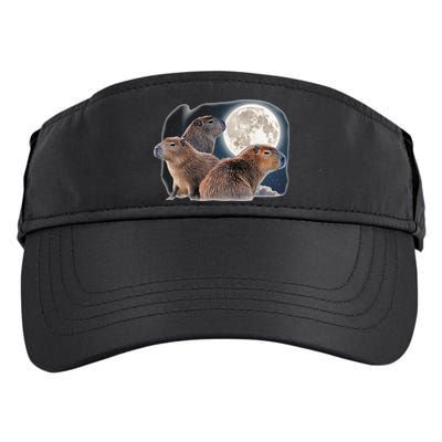 Three Capybaras And Moon Funny Capybara Humor Parody Adult Drive Performance Visor
