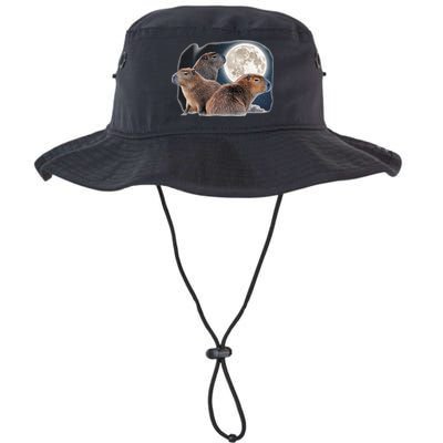 Three Capybaras And Moon Funny Capybara Humor Parody Bucket Hat