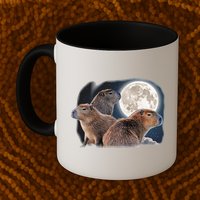 Three Capybaras And Moon Funny Capybara Humor Parody Mug