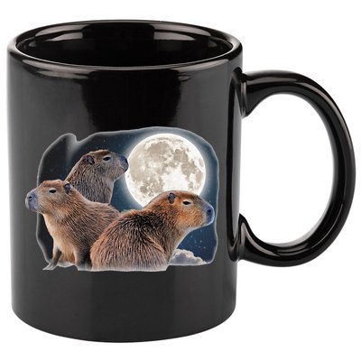 Three Capybaras And Moon Funny Capybara Humor Parody 11oz C Handle Ceramic Mug