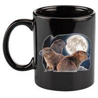 Three Capybaras And Moon Funny Capybara Humor Parody 11oz C Handle Ceramic Mug