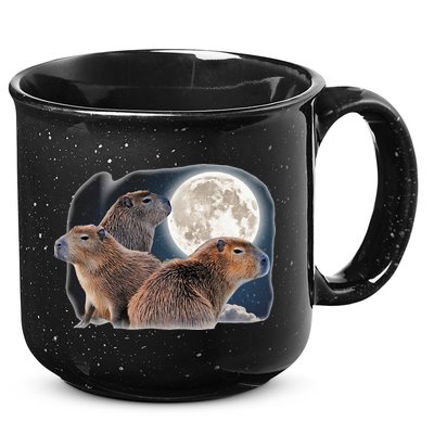 Three Capybaras And Moon Funny Capybara Humor Parody 15oz Campfire Ceramic Mug