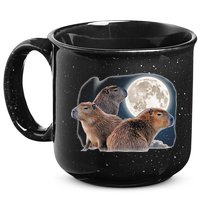 Three Capybaras And Moon Funny Capybara Humor Parody 15oz Campfire Ceramic Mug