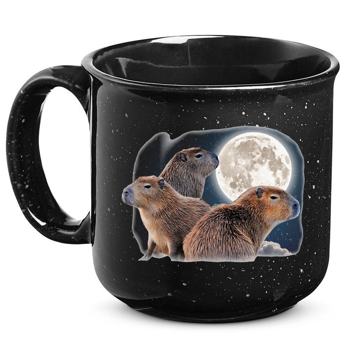 Three Capybaras And Moon Funny Capybara Humor Parody 15oz Campfire Ceramic Mug